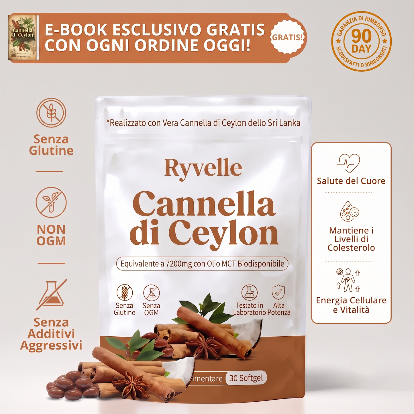 Cannella Ceylon Equivalente a 7200mg con Olio MCT